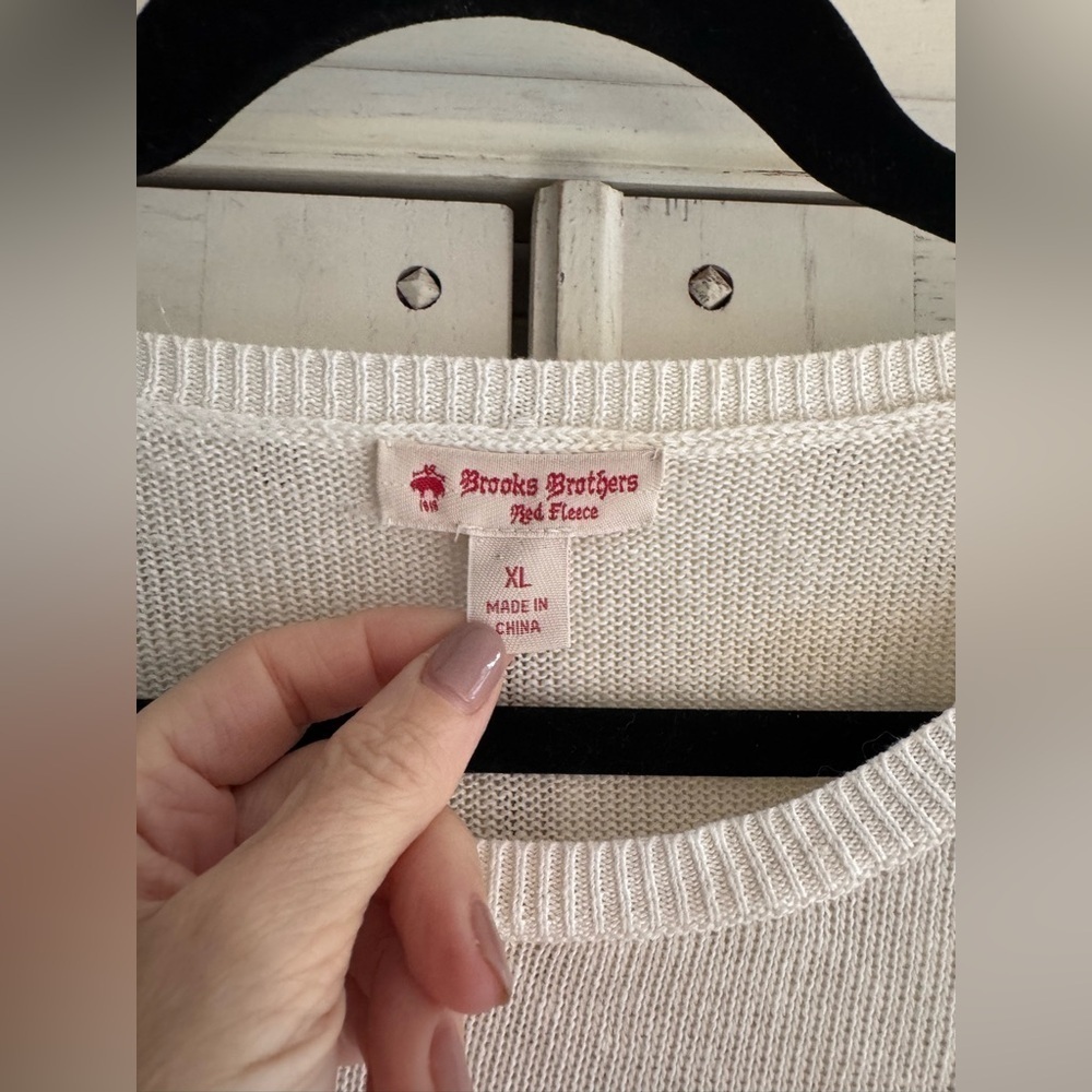 BROOKS BROTHERS Women’s Linen Striped Crewneck Sweater Blue and White XL - Picture 2 of 15